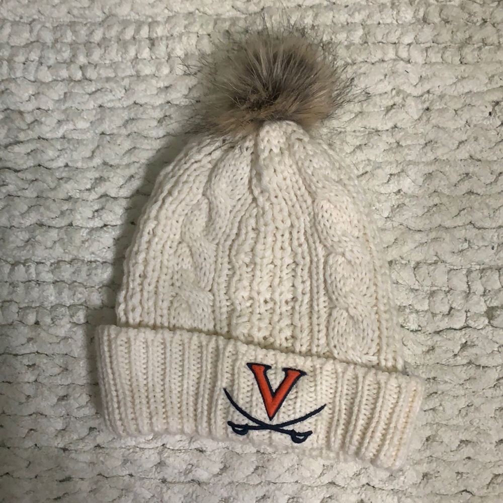 White UVA- University of Virginia Winter Hat/ Beenie